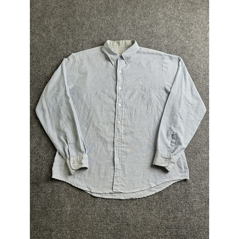 Mens Vintage 90s Levi's Blue White Striped Button Down Long Sleeve Shirt Size XL